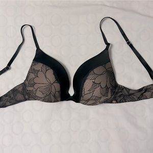 Etam Paris No. 2 plunge push-up bra, black lace, 32B